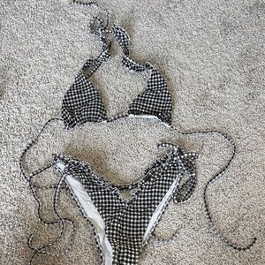 MAJORELLE Black and White Checkered Bikini